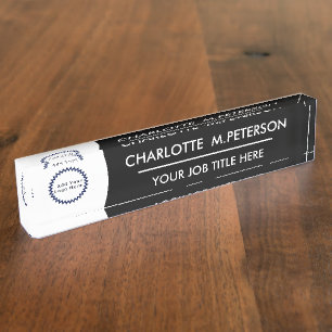 Custom Logo Modern Black and White Nameplate