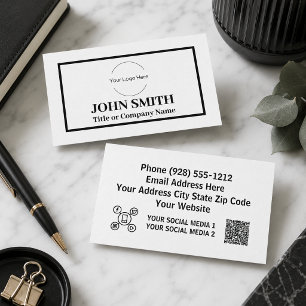Custom logo modern black and white website business card