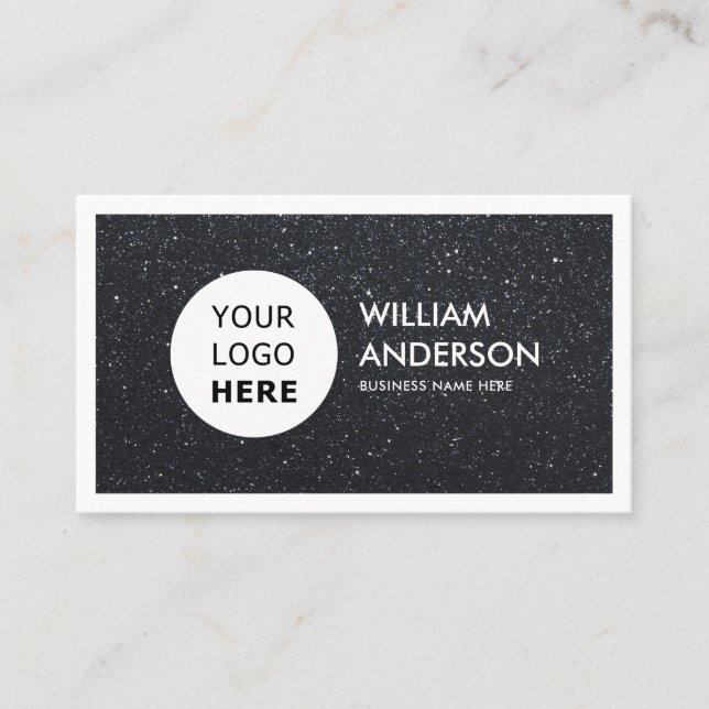 Custom Logo Modern Black Glitter Professional Business Card (Front)