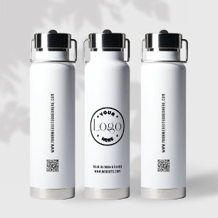 Custom Logo   Modern Business Minimalist QR Code Water Bottle