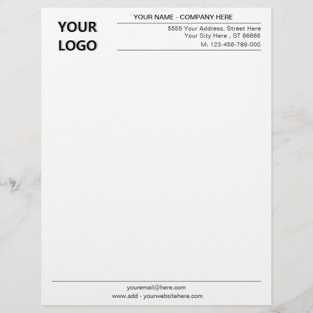 Custom Logo Modern Business Office Letterhead  (Front)
