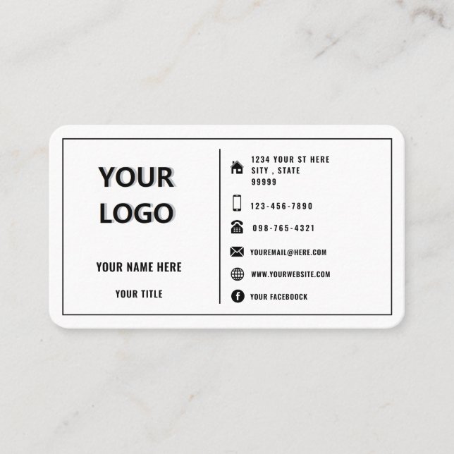 Custom Logo Modern Design Promotional Personalised Business Card (Front)