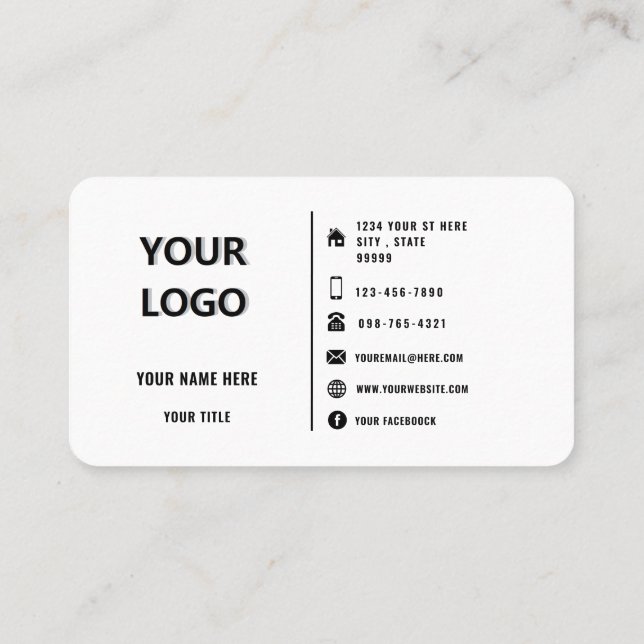Custom Logo Modern Design Your Colours Elegant Business Card (Back)