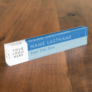 Custom Logo Modern Duo Colour Blue Aqua Nameplate