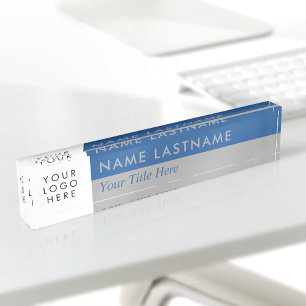 Custom Logo Modern Duo Colour Blue Grey Nameplate