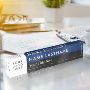 Custom Logo Modern Duo Colour Half Navy Blue Black Nameplate