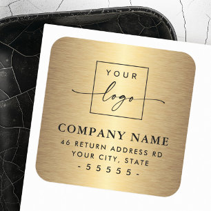 Custom logo modern light blush pink return address square sticker