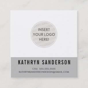 CUSTOM LOGO modern minimal chic grey grey black Square Business Card