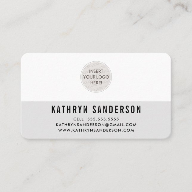 CUSTOM LOGO modern minimal plain neutral pale grey Business Card (Front)