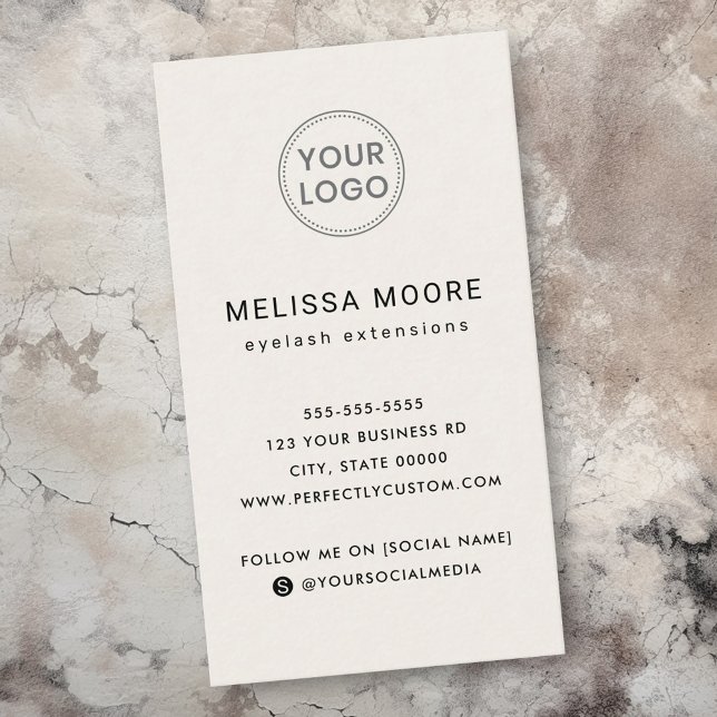 Custom logo modern minimalist light tan vertical business card (Custom logo modern minimalist light tan vertical business card)