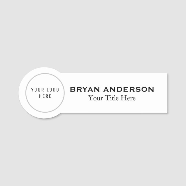 Custom Logo Modern Minimalist Name Tag (Front)