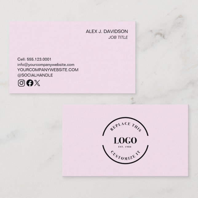 Custom logo modern minimalist professional pink business card (Front/Back)