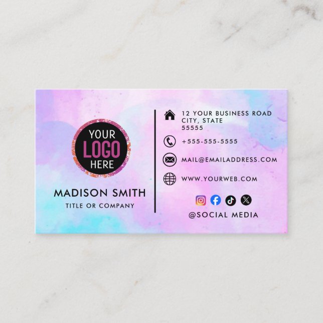 Custom logo modern minimalist social media business card (Front)