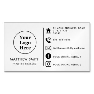 Custom logo modern minimalist social media icons b 	Magnetic business card