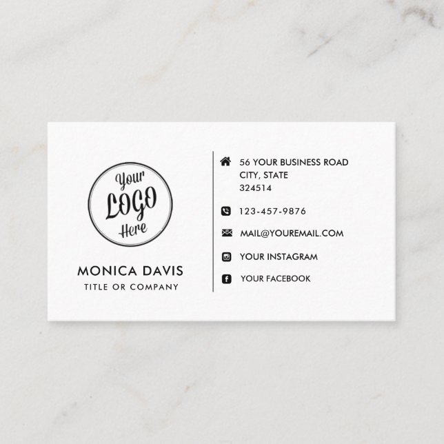 Custom logo modern minimalist social media icons  business card (Front)