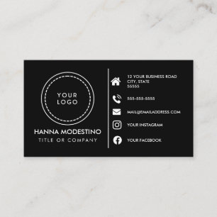 Custom logo modern minimalist social media icons business card
