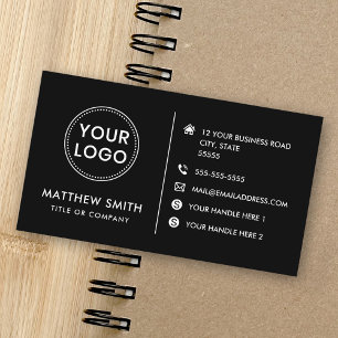 Custom logo modern minimalist social media icons business card
