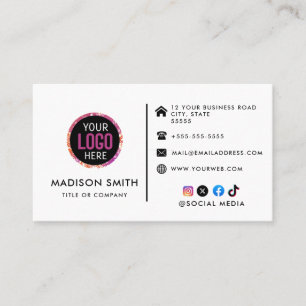 Custom logo modern minimalist social media icons business card