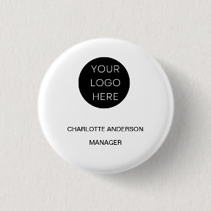 Custom Logo Modern Minimalist White 3 Cm Round Badge
