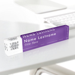 Custom Logo Modern Purple Simple Trendy Minimalist Nameplate