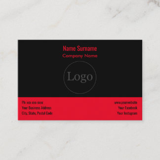 Custom logo modern & Red Business Card