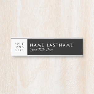 Custom Logo Modern Simple Black White Name Title Door Sign