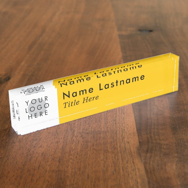 Custom Logo Modern Simple Yellow Trendy Minimalist Nameplate (Side)