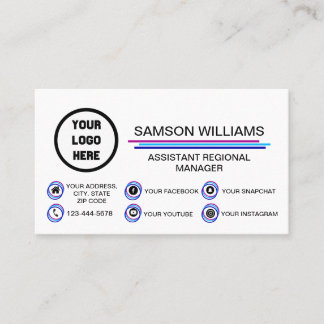 Custom Logo Modern Social Media Icons Business Card