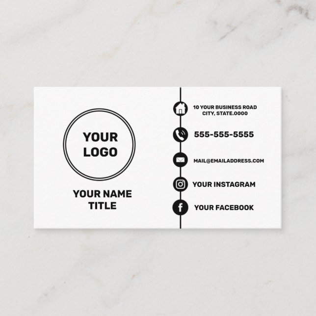 Custom logo modern social media icons  business card (Front)