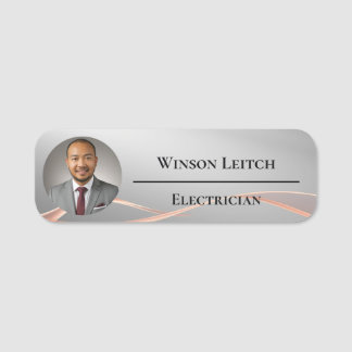 Custom Logo modern wave aesthetic Name Tag