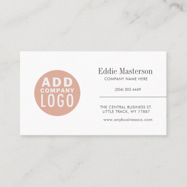 Custom Logo Modern White Minimalist Business Card (Front)