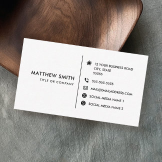 Custom logo modern white social media icons business card