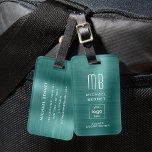 Custom Logo Monogram Emerald Green Brushed Metal Luggage Tag<br><div class="desc">Custom Logo Monogram Emerald Green Brushed Metal Luggage Tag. Personalise it with your details and your company logo.</div>