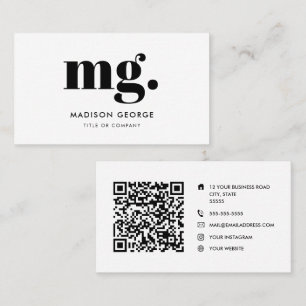 Custom logo monogram modern minimalist QR code Business Card