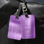 Custom Logo Monogram Purple Brushed Metal Luggage Tag<br><div class="desc">Custom Logo Monogram Purple Brushed Metal Luggage Tag. Personalise it with your details and your company logo.</div>