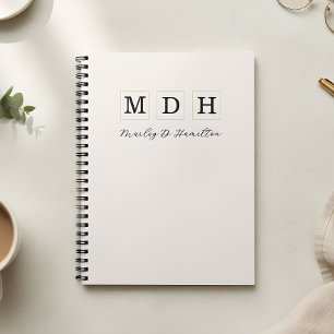 Custom Logo Monogram Script Name Notebook