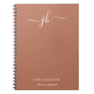 Custom Logo Monogram Script Name Terracotta Notebook