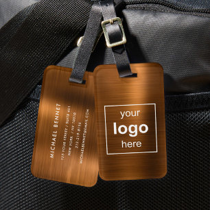 Custom Logo Monogrammed Copper Brushed Metal Luggage Tag