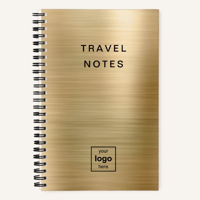 Custom Logo Monogrammed Gold Travel Notebook (Front)