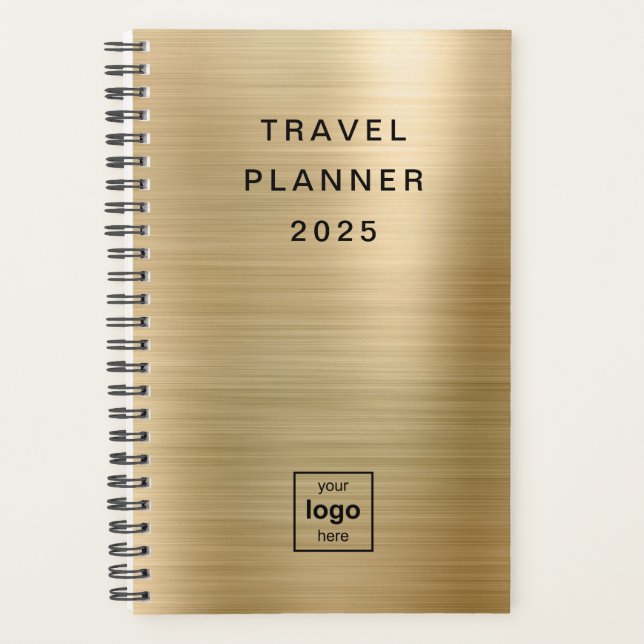 Custom Logo Monogrammed Gold Travel  Planner (Front)