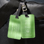 Custom Logo Monogrammed Green Brushed Metal  Luggage Tag<br><div class="desc">Custom Logo Monogrammed Green Brushed Metal Luggage Tag. Personalise it with your details and your company logo.</div>
