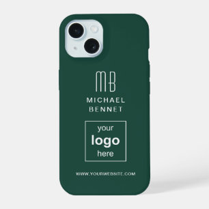 Custom Logo Monogrammed Green iPhone 15 Case