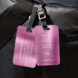 Custom Logo Monogrammed Pink Brushed Metal Luggage Tag<br><div class="desc">Custom Logo Monogrammed Pink Brushed Metal Luggage Tag. Personalise it with your details and your company logo.</div>