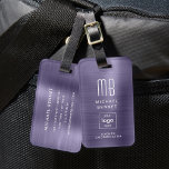 Custom Logo Monogrammed Purple Brushed Metal Luggage Tag<br><div class="desc">Custom Logo Monogrammed Purple Brushed Metal Luggage Tag. Personalise it with your details and your company logo.</div>