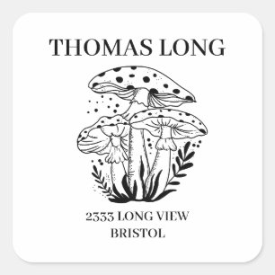 Custom logo Mushroom wood business wooden Square Sticker