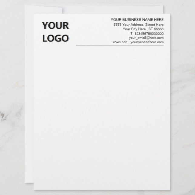 Custom Logo Name Address Business Letterhead (Front)