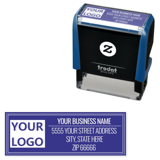 Custom Logo Name Address Colour Stamp Example (In Situ)