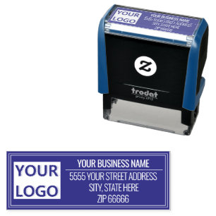 Custom Logo Name Address Framed Colours Stamp