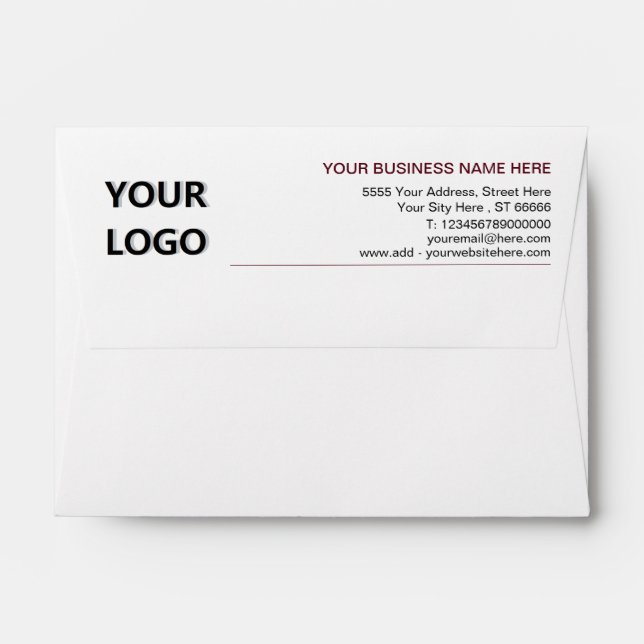 Custom Logo Name Address Info Business Envelope (Back (Top Flap))