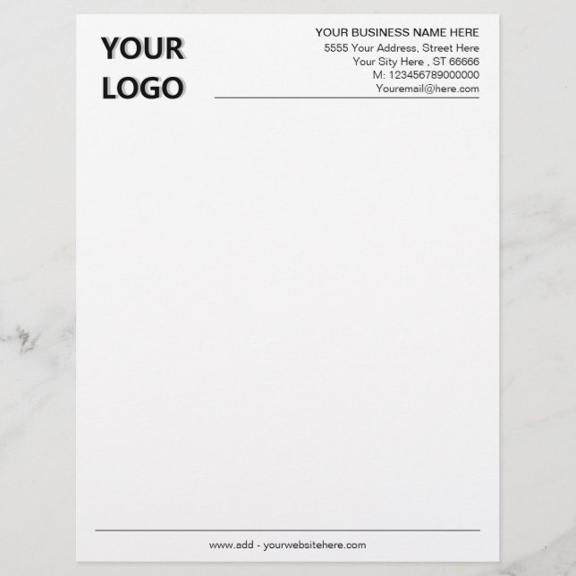 Custom Logo Name Address Info Company Letterhead (Front)